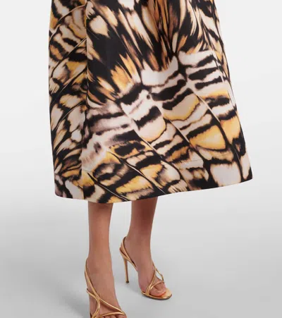 Oscar De La Renta Butterfly Faille Bustier Tea-length Dress