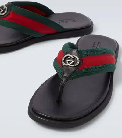 Gucci Interlocking G Thong Sandal In Black