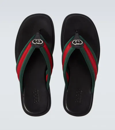 Gucci Interlocking G Thong Sandal In Black