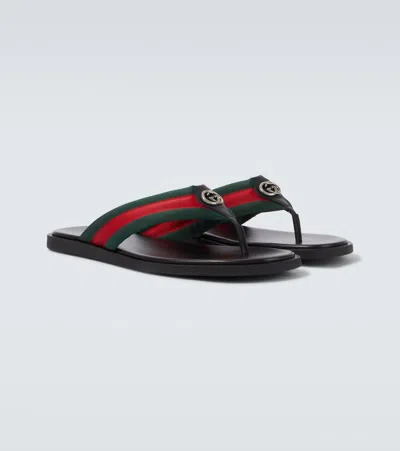 Gucci Interlocking G Thong Sandal In Black