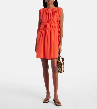 COMO褶饰真丝绉纱迷你连衣裙