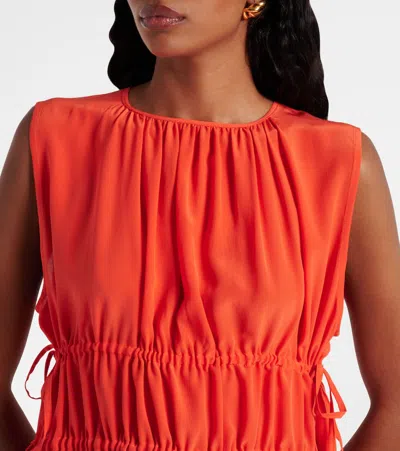 COMO褶饰真丝绉纱迷你连衣裙