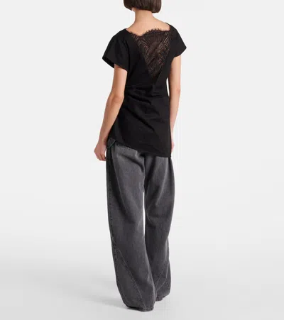 Jw Anderson Lace-trimmed Asymmetric Cotton Top In Black