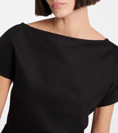 Jw Anderson Lace-trimmed Asymmetric Cotton Top In Black