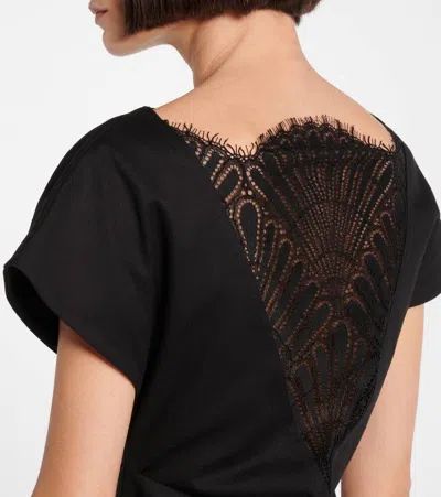 Jw Anderson Lace-trimmed Asymmetric Cotton Top In Black