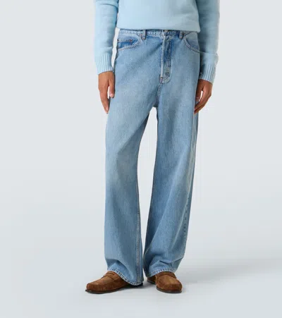 Frame The Baggy High-rise Wide-leg Jeans In Blue