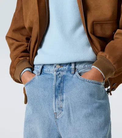 Frame The Baggy High-rise Wide-leg Jeans In Blue