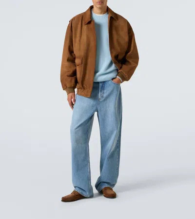 Frame The Baggy High-rise Wide-leg Jeans In Blue