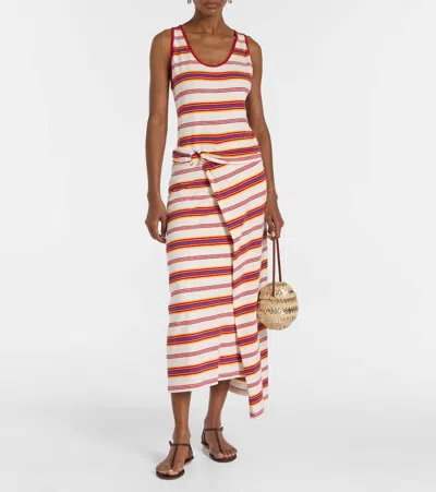 Rabanne Long Striped Maxi Dress With Tie Detail
