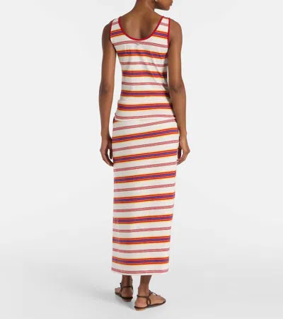 Rabanne Long Striped Maxi Dress With Tie Detail