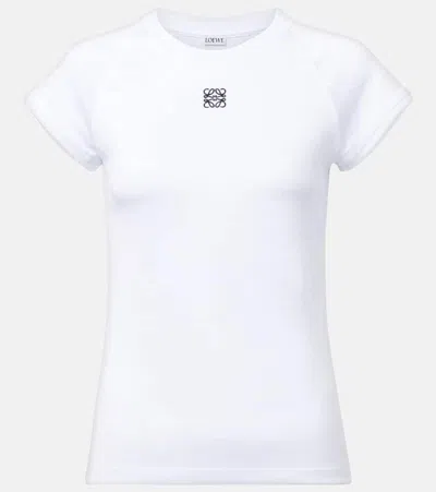 Loewe Anagram Embroidered Cotton-blend Jersey T-shirt In White