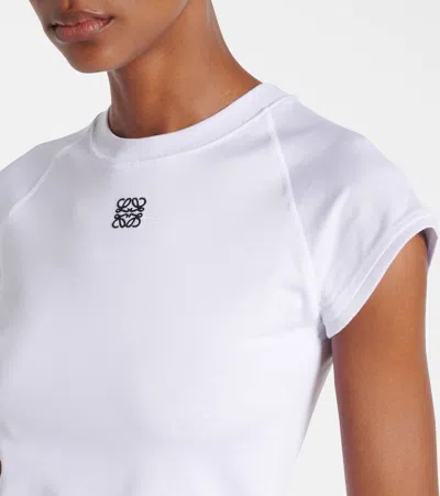 Loewe Anagram Embroidered Cotton-blend Jersey T-shirt In White