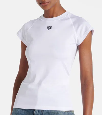 Loewe Anagram Embroidered Cotton-blend Jersey T-shirt In White