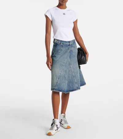 Loewe Anagram Embroidered Cotton-blend Jersey T-shirt In White