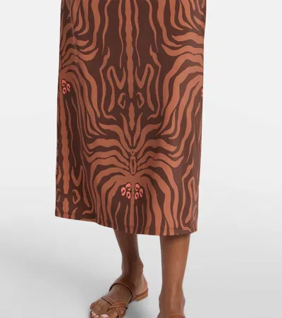 Johanna Ortiz Jungle Palms Halter Neck Midi Dress In Brown