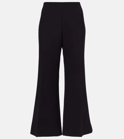 Khaite Walter Double Face Crepe Kick Flare Crop Pants In Black