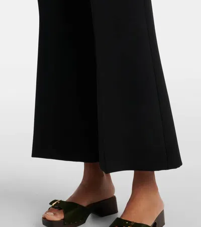 Khaite Walter Double Face Crepe Kick Flare Crop Pants In Black