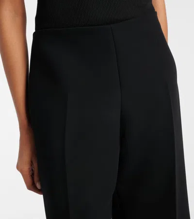 Khaite Walter Double Face Crepe Kick Flare Crop Pants In Black