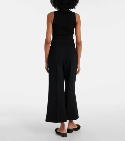 Khaite Walter Double Face Crepe Kick Flare Crop Pants In Black