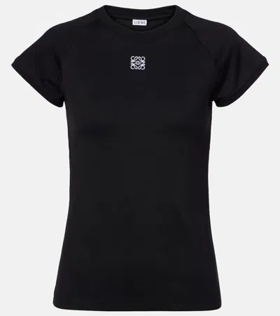 Loewe Anagram Embroidered Cotton-blend Jersey T-shirt In Black
