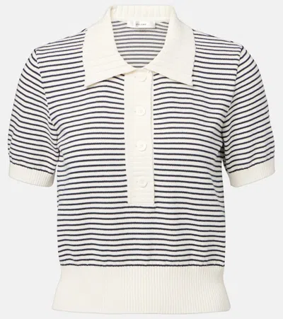 Frame Womens Navy Multi The Graduate Striped Cotton-knit Polo Shirt Xs In Gray