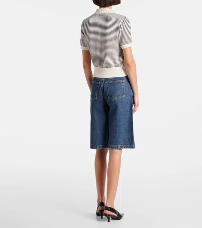 Frame Womens Navy Multi The Graduate Striped Cotton-knit Polo Shirt Xs In Gray