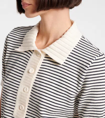 Frame Womens Navy Multi The Graduate Striped Cotton-knit Polo Shirt Xs In Gray