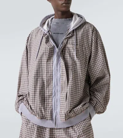 Balenciaga Checked Cotton Poplin Jacket In Multi