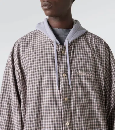 Balenciaga Checked Cotton Poplin Jacket In Multi