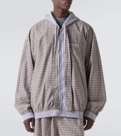 Balenciaga Checked Cotton Poplin Jacket In Multi