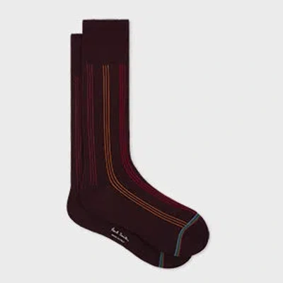 Paul Smith Burgundy Contrasting Stripe Socks Red