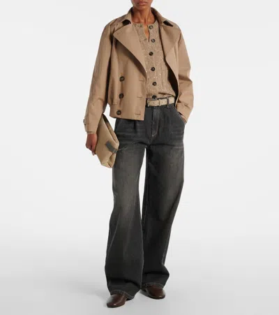 Brunello Cucinelli Essence Rectangular Suede Pouch Top Handle