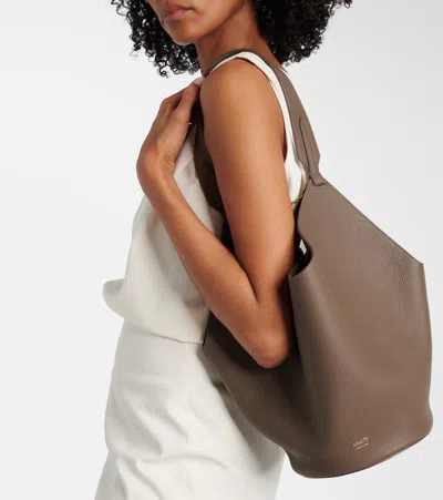 Khaite Lotus Small Leather Tote Bag In Gray