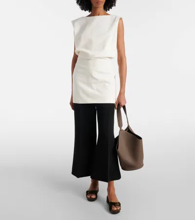 Khaite Lotus Small Leather Tote Bag In Gray