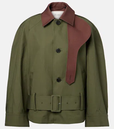 Jw Anderson J. W. Anderson Khaki And Chestnut Jacket With Belted Waist In Green