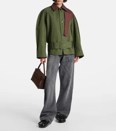 Jw Anderson J. W. Anderson Khaki And Chestnut Jacket With Belted Waist In Green
