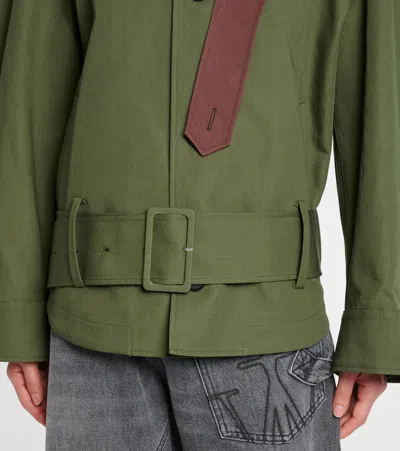 Jw Anderson J. W. Anderson Khaki And Chestnut Jacket With Belted Waist In Green