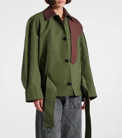 Jw Anderson J. W. Anderson Khaki And Chestnut Jacket With Belted Waist In Green