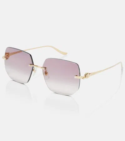 Cartier Rectangular Sunglasses In Pink