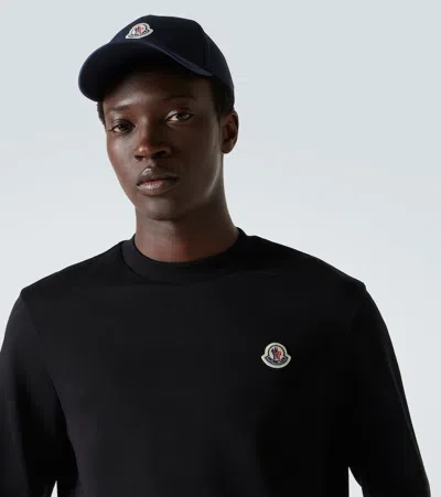 Moncler Men Cotton Gabardine Baseball Cap In Blue