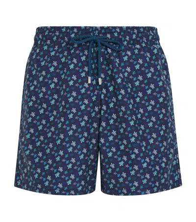 Vilebrequin Micro Turtle Print Moorea Swim Shorts In Blue