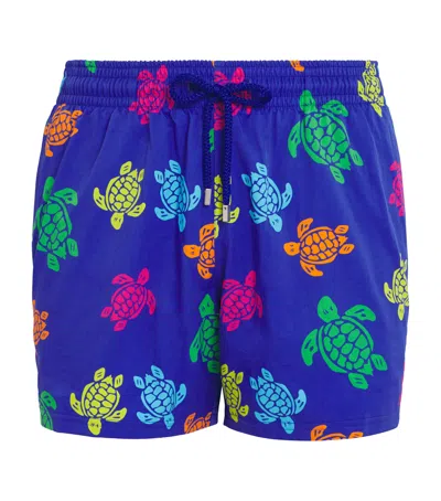 Vilebrequin Tortues Multicolor Elasticized Men`s Swim Shorts In Blue
