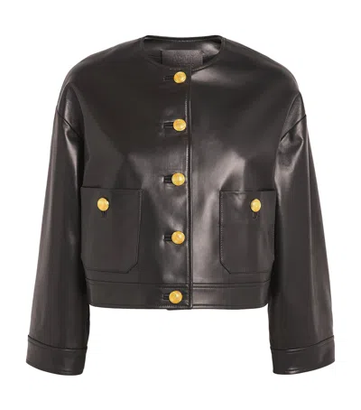 Adam Lippes Cropped Nessy Leather Jacket In Brown