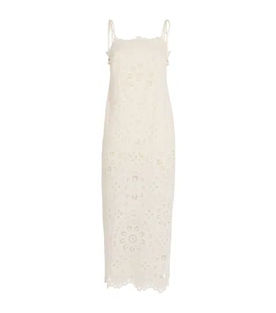 Zimmermann Rhiannon Guipure Lace-trimmed Voile Midi Dress In White