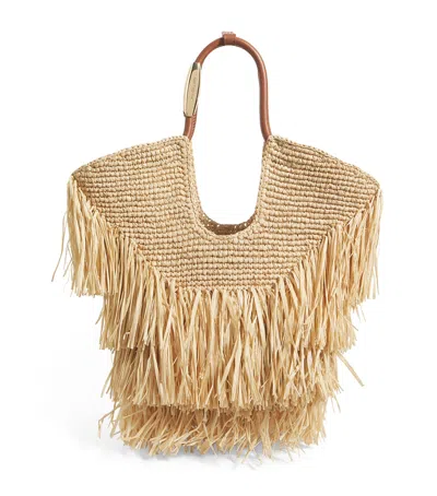 Zimmermann Goldentime Small Fringed Tote In Brown