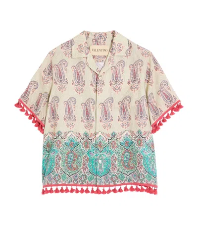 Valentino Paisley Linen Bowling Shirt In Multi