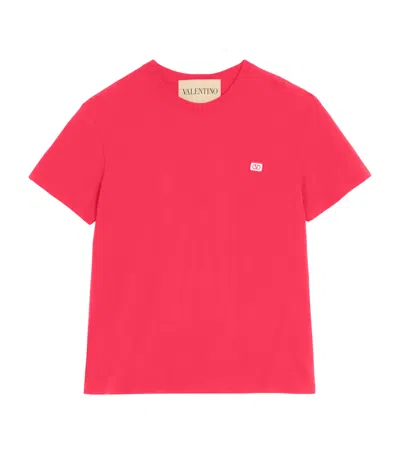 Valentino T-shirt With Signature Vlogo In Red