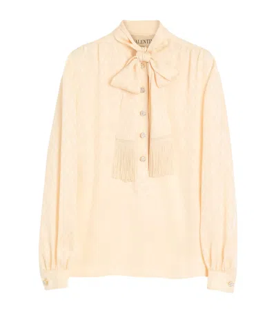 Valentino Toute La V Silk Jacquard Top In Neutral