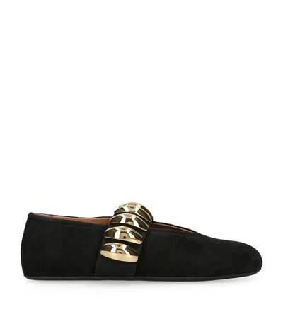 Alaïa Embellished Suede Ballet Flats
