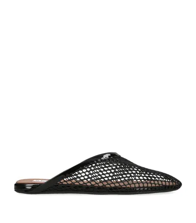 Alaïa Fishnet Flat Mules Rubber Sole In Black
